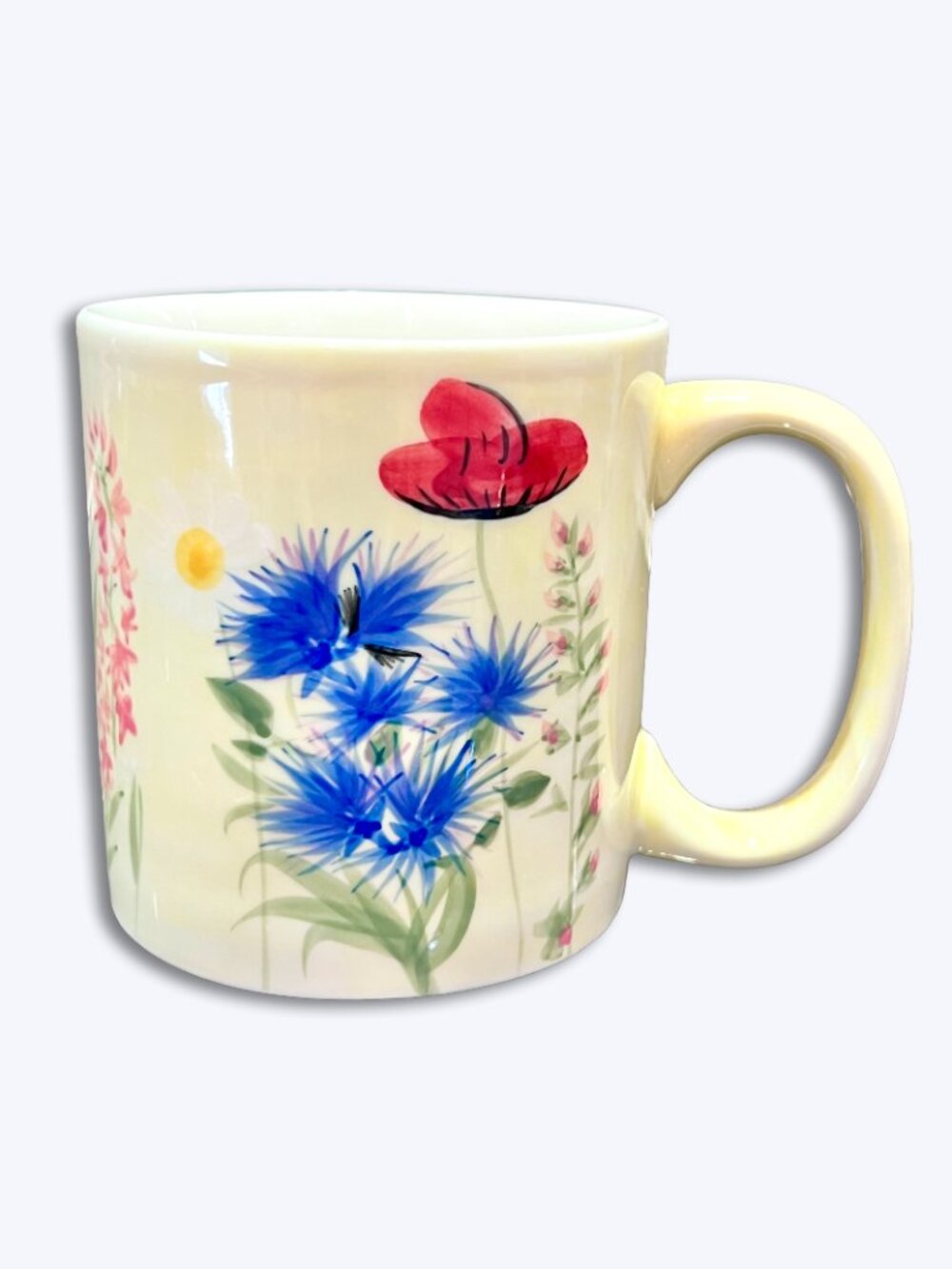 Eddie Bauer Light Yellow Wildflower Ceramic Coffee Mug Floral Tea Cup Vtg Meadow